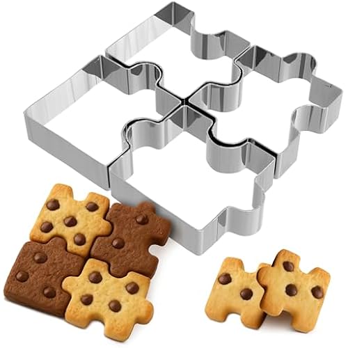 4 Pcs Mini Puzzle Piece Cookie Cutter, 2.2 x 1.5 In Stainless Steel