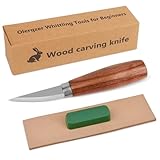 Olerqzer Wood Carving Knifes With Leather Strop and Polishing Compound,Whittling Knife,Wood Carving Tools for Beginners,Adults and Kids Whittling Tools (Sloyd Carving Knife)