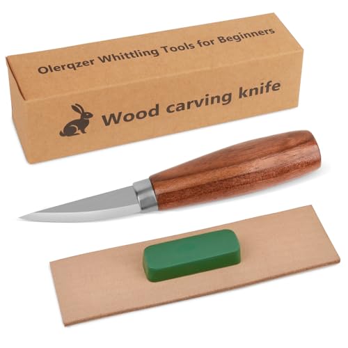 Olerqzer Wood Carving Knifes With Leather Strop and Polishing Compound,Whittling