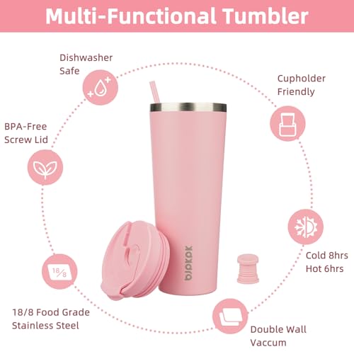 Image of BJPKPK 26 oz Coffee Tumbler with Straw, Insulated Stainless Steel Cup