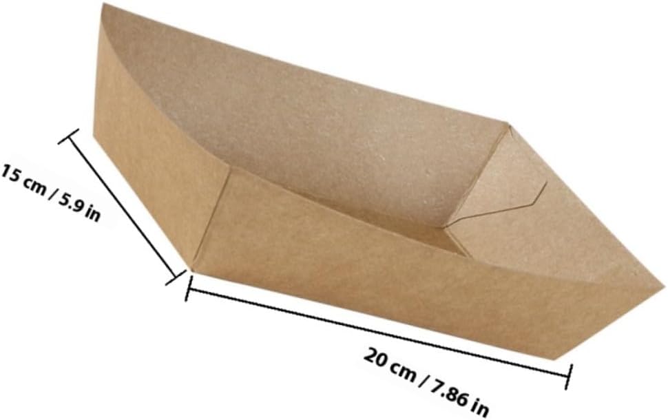 Garneck 100pcs Kraft Paper Food Boxes Greaseproof Fried Snacks Container Disposable Takeout Boxes for Fried Chicken and Fries, Oil-resistant Snack Storage for Kitchen and Catering