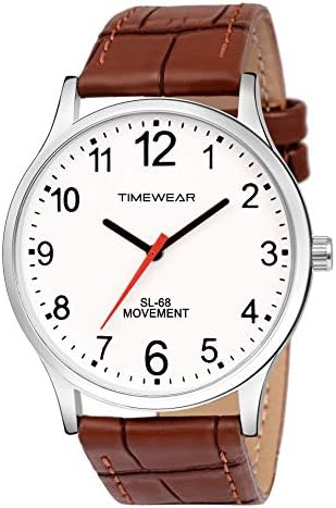 TIMEWEAR Men's Analog Number Dial Brown Leather Strap Watch