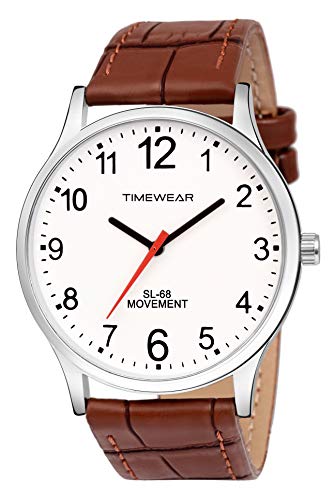 TIMEWEAR Analog White Number Dial Brown Leather Strap Watch for Men