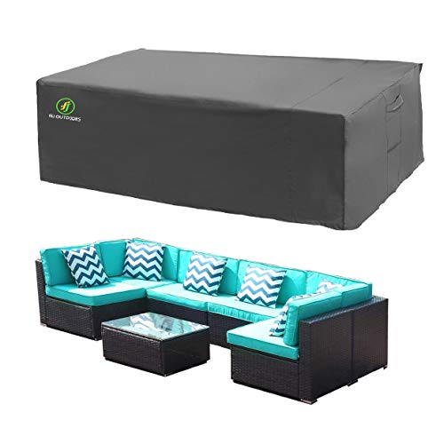 Patio Table And Chair Covers, Outdoor Furniture Cover With Handles And Durable Hem Cord 600D Durable Waterproof Uv Resistant Fabric, Fit Large Rectangular/Oval Furniture Set,Grey, 108X82 Inches #TOP7