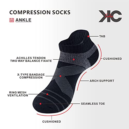 Image of Athletic Ankle Socks for Men & Women, Cushioned Compression Arch Support Socks For Running, Golf & Sports (4 Pairs)