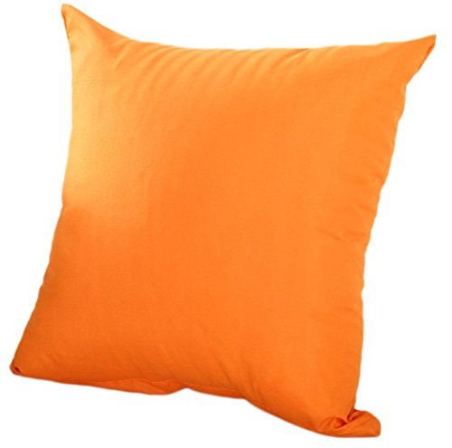 Vi.yo Funda de cojín para sofá, color puro, funda de cojín, funda de almohada para coche, dormitorio, sala de estar, algodón, Naranja, 40 x 40 cm