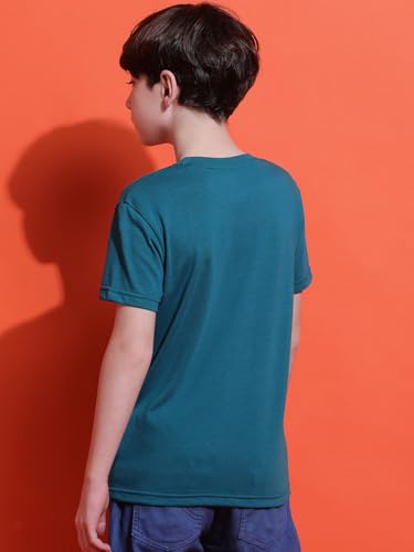 Image of Li'l Tomatoes Boys Cotton T-Shirt | Graphic Printed Half Sleeve Casual Summer Wear | Soft & Breathable | 9-16 Years