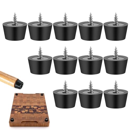 12 Piezas Patas de Goma Redondas Atornillables Con Tornillos, Color Negro, Mesa Con Lámina Antideslizante para Muebles y Aumento de Altura