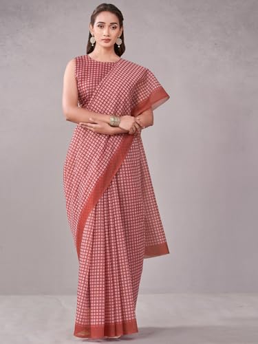 Image of Satrani Women's Chanderi Printed Saree with Unstitched Blouse Piece