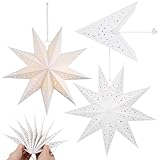 Ornamento a forma di stella di carta da appendere: elegante design a stella a nove punte, delicato e alla moda, è un ottimo accessorio decorativo, paralume a forma di stella