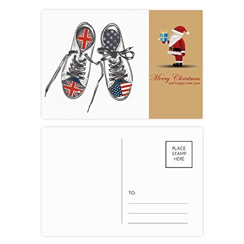 Cartes postales avec motif drapeau du Père Noël pour les fêtes, lot de 20