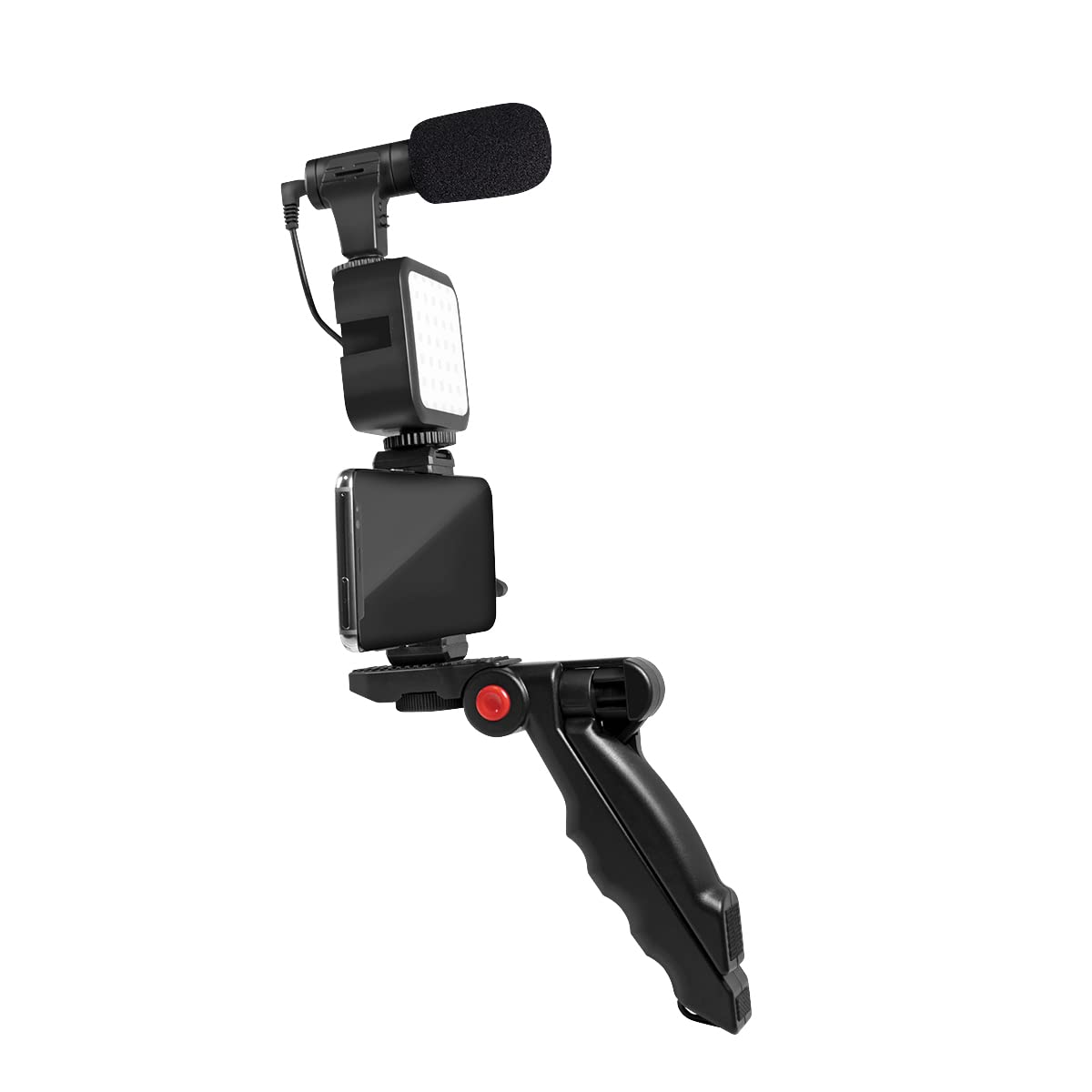 LogiLink Vlogger - Kit con luce LED (36 LED), microfono e treppiede, per smartphone da 4,7 a 7", colore: Nero