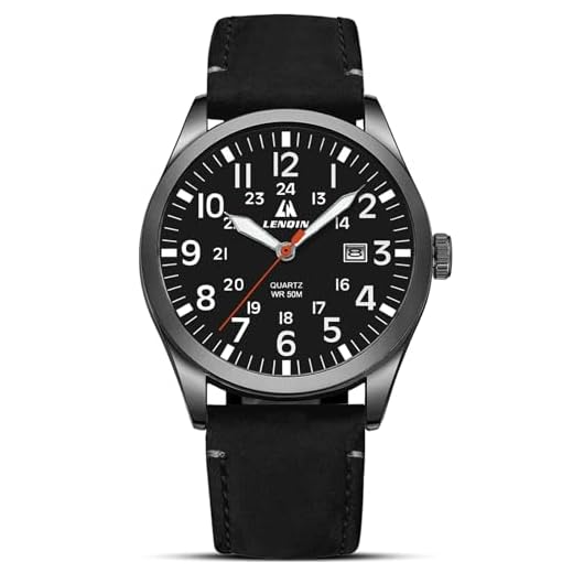 LN LENQIN Montres Hommes Montres Militaires Field Analog Quartz Montre pour Homme Affichez Les Montres de Poignet imperméables avec Date Cuir Band Army Tactical Sports