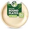 ECO Leaf 50 Disposable Palm Leaf Plates | 8”(20cm) Round Compostable Dinner Plates | Eco-Friendly, Biodegradable Heavy-Duty Plate for Wedding, Party and Picnic |Microwave and Oven Safe