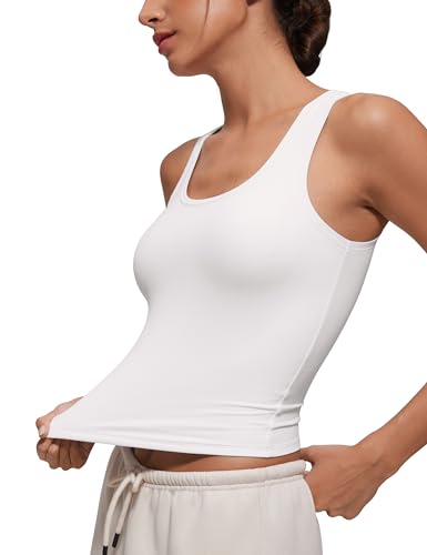 CRZ YOGA Softembrace Casual Tops for Women Soft Double Lined Scoop Neck Crop Sleeveless Shirts Basic Going Out Tanks3