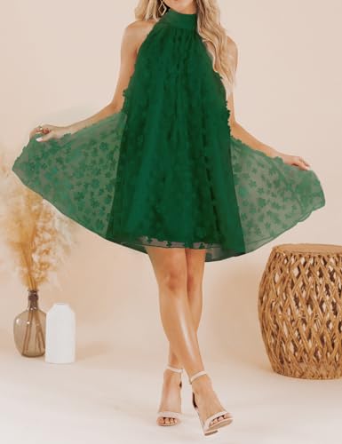 Image of VIMPUNEC Womens Summer Halter Mini A Line Swing Dresses Wedding Guest Formal Cocktail Homecoming Dress
