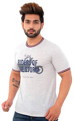 Image of Men's Printed Cotton Short Sleeves Round Neck T-Shirt