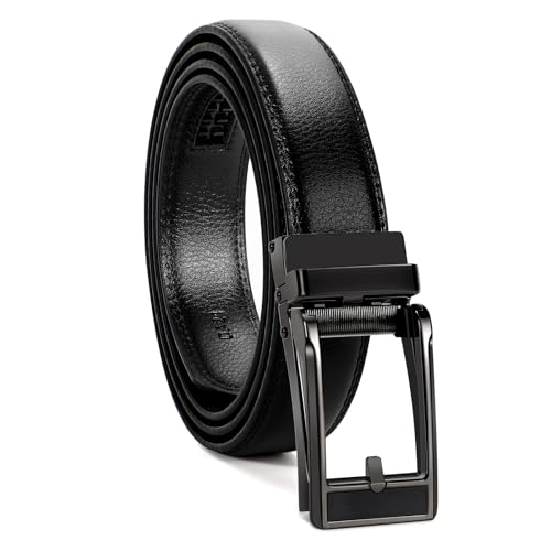 WERFORU Men Dress Belt Men Leather Belt Adjustable Leather Belt-Black Ratchet Belt for Dress and Casual