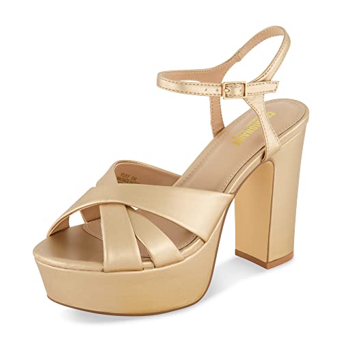 Cushionaire Women's Foxy Platform Dress Sandal +Memory Foam And Wide Widths Available, Champagne 7.5 #TOP28