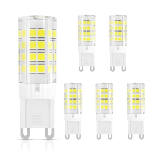 DiCUNO 4W G9 LED Lampe, 450 LM, 6000K Kaltweiß, Nicht Dimmbar, 100-240V, Ersatz für 40W Halogen Leuchtmittel, CRI>85, G9 Mini Klein Glühbirne, 6 Stücks