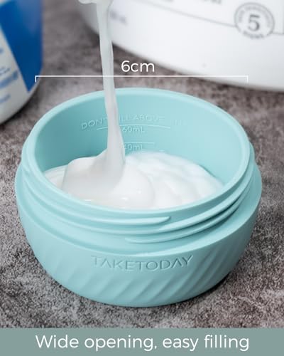 Image of TakeToday Travel Containers for Toiletries, 3oz, 4 Pack, Grey | Air Travel Leak-Proof, TSA Approved, Silicone Jars with Lid, for Cosmetics & Toiletries