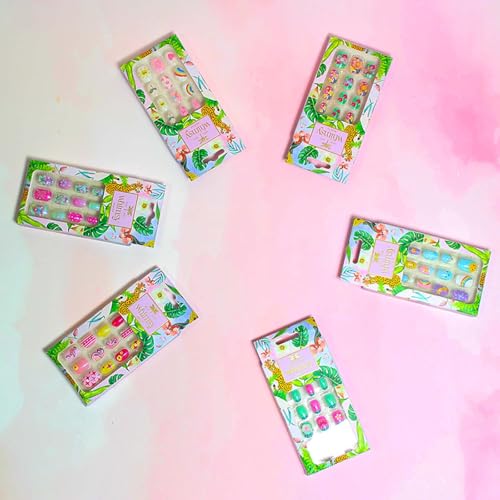 Image of Whimsy Beauty Kids Press-On Nails - Reusable Lightweight & Long-Lasting Design | Easy to Apply Quick-Fix Nails | 24 Pieces | Ages 4-16 (Summer Time Design)