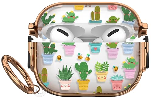 Image of Maxjoy for AirPods Pro 3rd Generation Case with Lock, Clear AirPods Pro 3 Case Lock Protective Hard AirPod Pro 3 Cover for Women Men with Keychain for Airpod Pro 3rd Gen Cover 2025, Cactus
