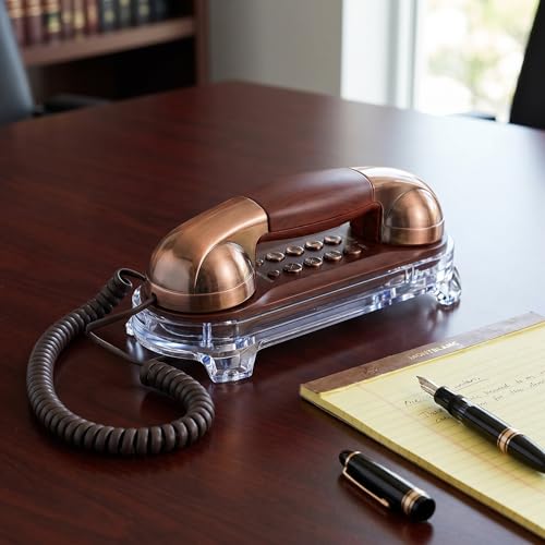 Teléfono retro de mesa con cable analógico y sonido nítido clásico 5
