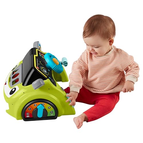 Fisher-Price Lernspielzeug für Babys und Kleinkinder Lernspaß Fahrspaß Lenker, Auto Spielcenter für Kinder ab 6 Monaten, mehrsprachige Version, HYR92