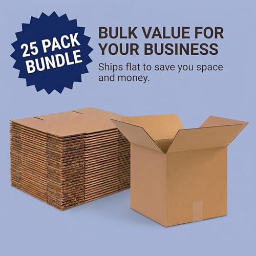 Image of BOX USA Cube Shipping Boxes 12 inchL x 12 inchW x 12 inchH (25-Pack) - Corrugated Cardboard Box for Moving, Mailing, Packing, Packaging and Storage