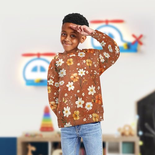 JUNZAN Autumn Flowers Daffodil Anemone Terracotta Little Girls Hooded Sweatshirt Fleece Kids Hoodies Boys Party 4T4