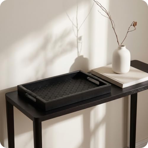 Bandeja con laterales grande rectangular negra organizador de joyas 6