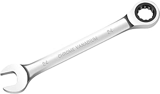 AIRAJ Fixed Ratchet Spanner 24mm, Metric Combination Spanner, Polished Chrome Vanadium Spanner