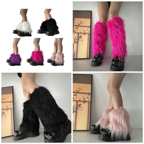 Fuzzy Faux Furs Leg Warmers Furs Long Cuffs Has Elastic Pair Carnivals Boot Uniform