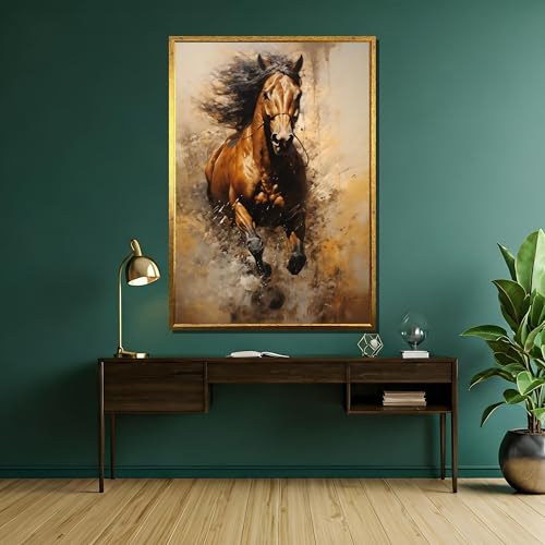 Tableau cheval abstrait pour salon moderne déco rustique 70x110