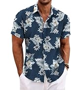 COOFANDY Men's Linen Shirts Short Sleeve Casual Shirts Button Down Shirt for Men Beach Summer Wed...