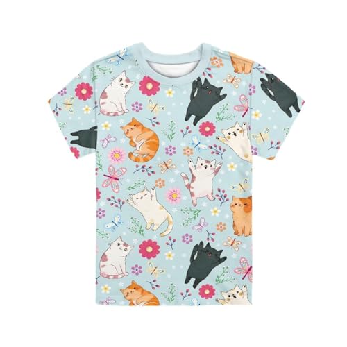 Image of Novelty 3D Graphic T Shirts for Kids Crew Neck Funny Animal Print Short Sleeve Girls Tshirts 3-16 Years