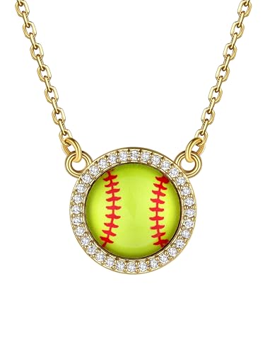 Bestyle Trendy Sport Ball Necklace for Women, Soccer/Softball/Basketball/Volleyball/Basketball Mom Necklaces, Great Game Day Team Gift for Ball Fans Players