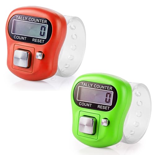 Image of GLUN Pack of 2 Finger Gym Sets Counter, 5-Digit Counting LCD Display Device, Ring Electronic Digital Finger Counter for Exercise & Various Counting Use (Random Colour)