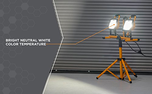 image for Woods WL40272S Portable LED Duel Work Light On Steel Tripod, 12000 Lum