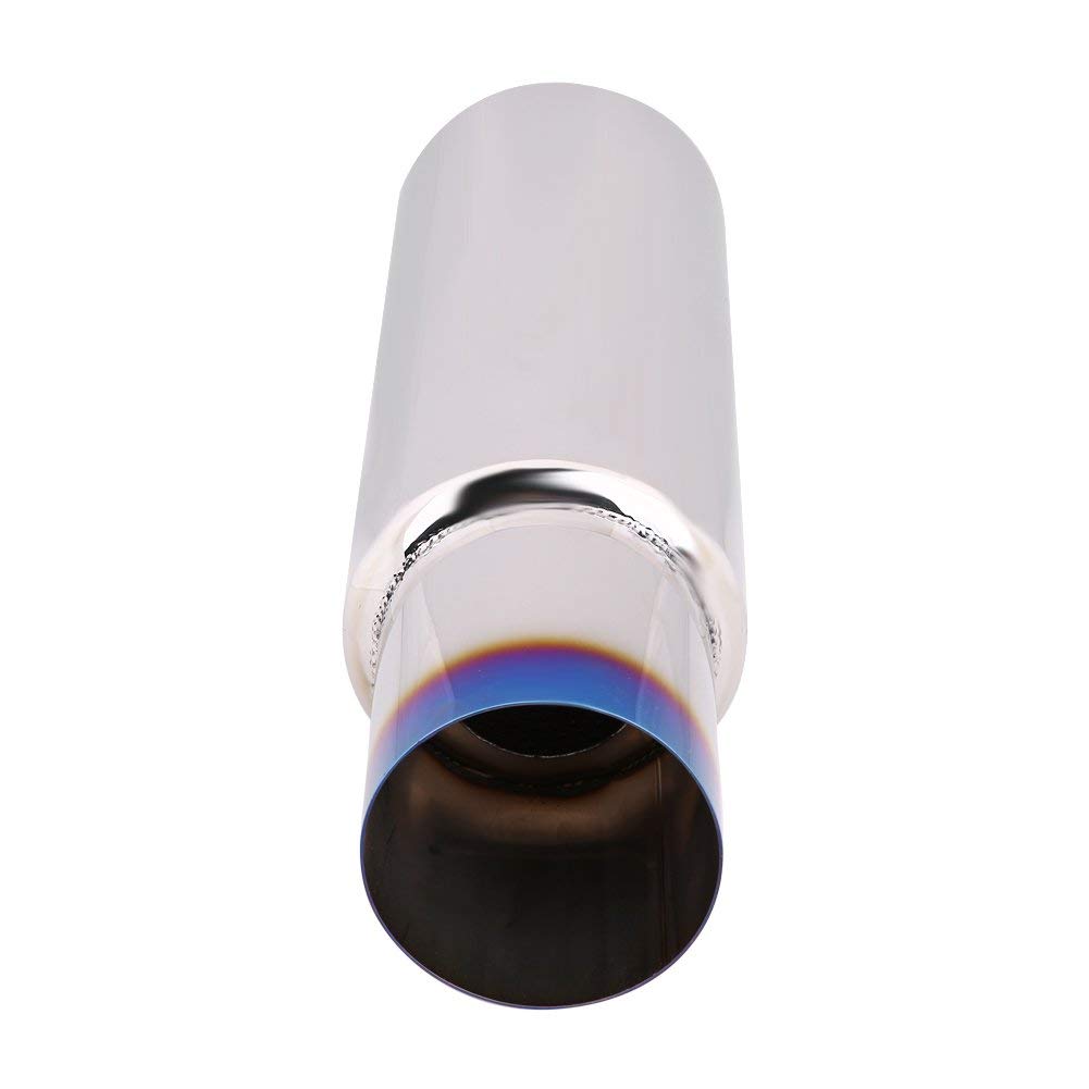Qiilu Punta de Extremo Silenciador Tubo Escape, entrada de 4 pulgadas, punta de quemadura estilo N1 silenciador de acero inoxidable para coche tubo de escape trasero