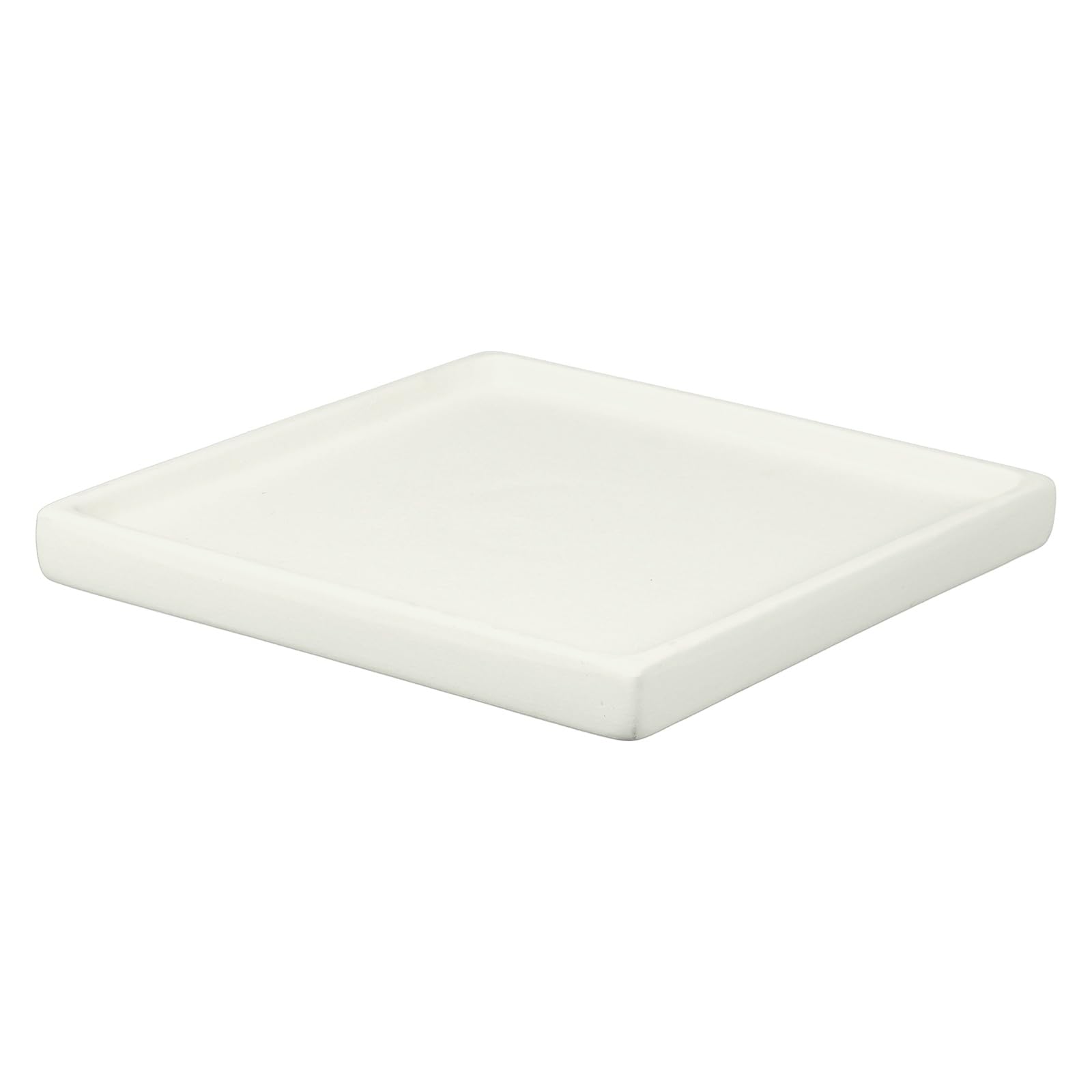 YELARXI 6.3 Inch Ceramic Plant Saucers, Square Flower Planter Water Trays Ceramic Plant Saucer Pot Tray -Fitting for (Outdoor/Indoors/Garden/Planting/Water/Flower/Coffee) Beige