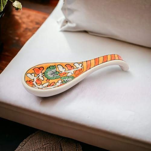 Image of Malaikah Ceramic Spoon Rest Orange Pack of 4 for Home, Kitchen, Dining, Kitchen Decor & Gifting