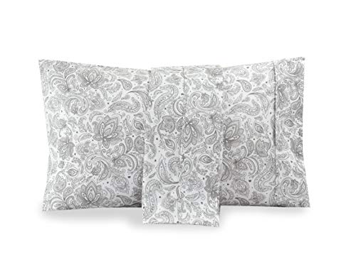 Elegant Comfort Luxury Ultra-Soft 2-Piece Pillowcase Set - 1500 Premium Hotel Quality Microfiber Double Brushed - Wrinkle Resistant, King Size, Paisley Pattern Gray