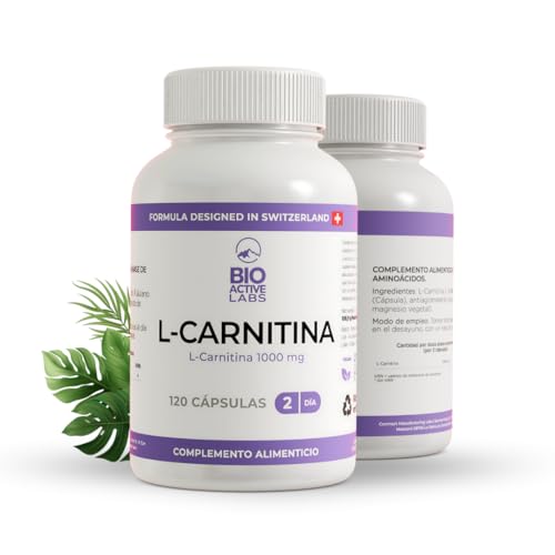 L-Carnitina Tartrato 1000 mg BioActiveLabs – Energía Limpia, Quema de Grasa y Rendimiento Deportivo | 120 Cápsulas Vegetales | Alta Biodisponibilidad, Keto & Vegano