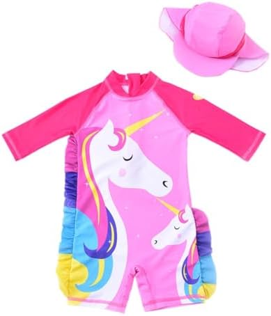 Baby Girl One Piece Swimsuit Sunsuit Long Sleeve Swimwear Rash Gu...