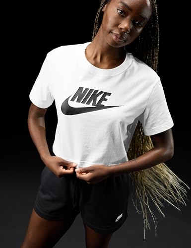 Nike W NSW tee Essntl CRP ICN Ftra Camiseta, Mujer, Blanco (White/Black), M