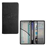 JNXIJ Car Registration and Insurance Holder, Leather Auto Glove Box Document Organizer with Magnetic Closure, Car Essential Paperwork Wallet Case Interior Accessories for Women Men (Black)