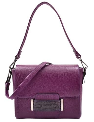 Sac en cuir véritable pour femme A2045 avec détails crocodile raffinés