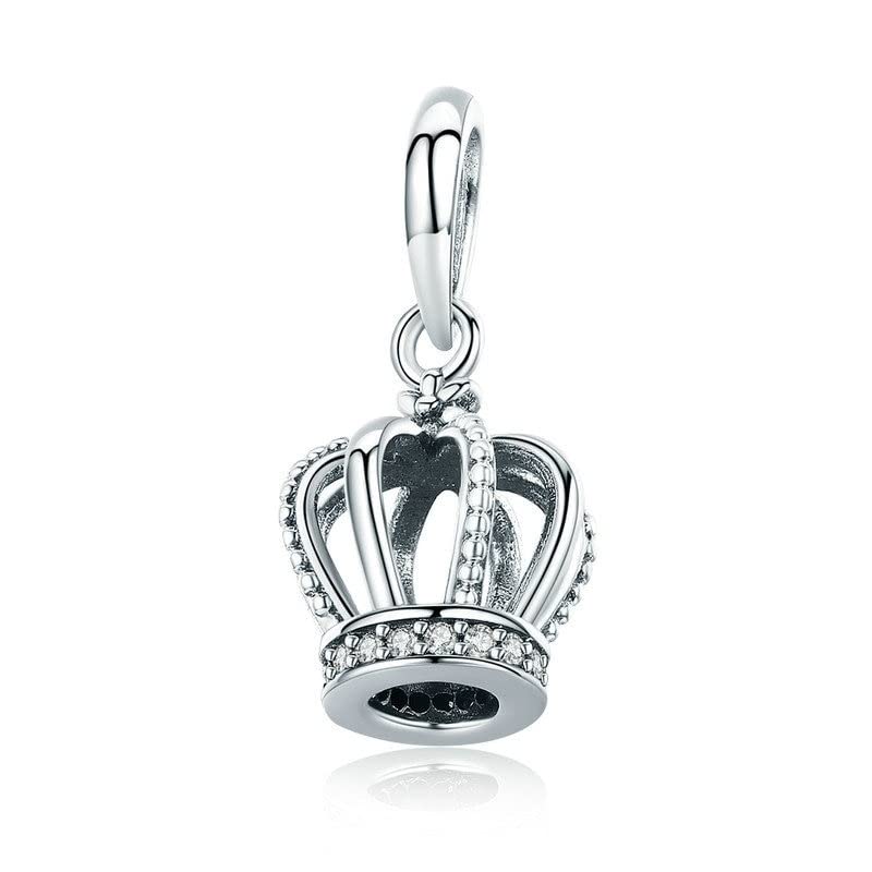 Colgante plata ley 925 antialérgico con corona y circonitas para sustituir dijes que se oscurecen